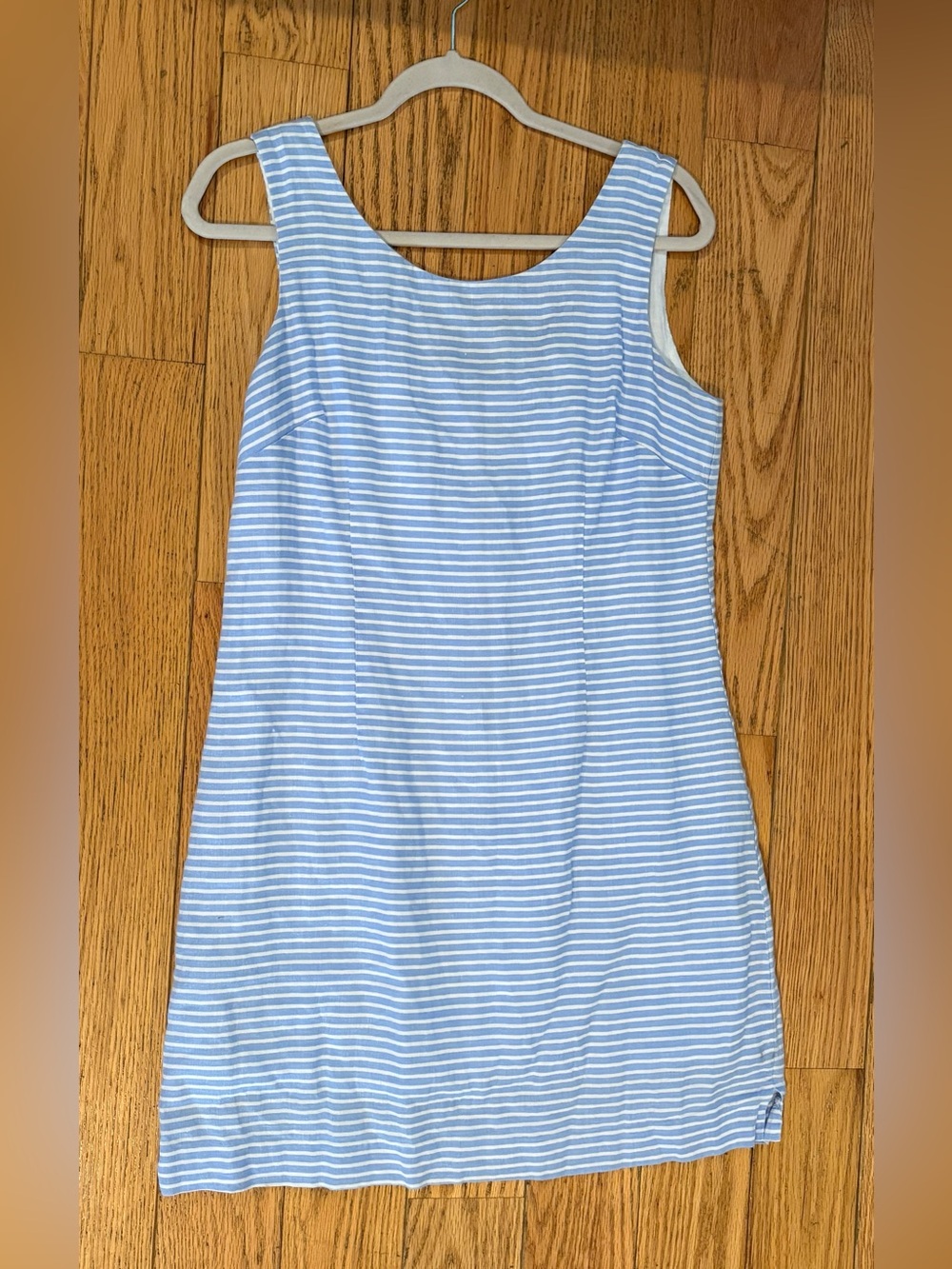 HIHO Women’s Linen Dress, Blue and White Stripes, Size Small